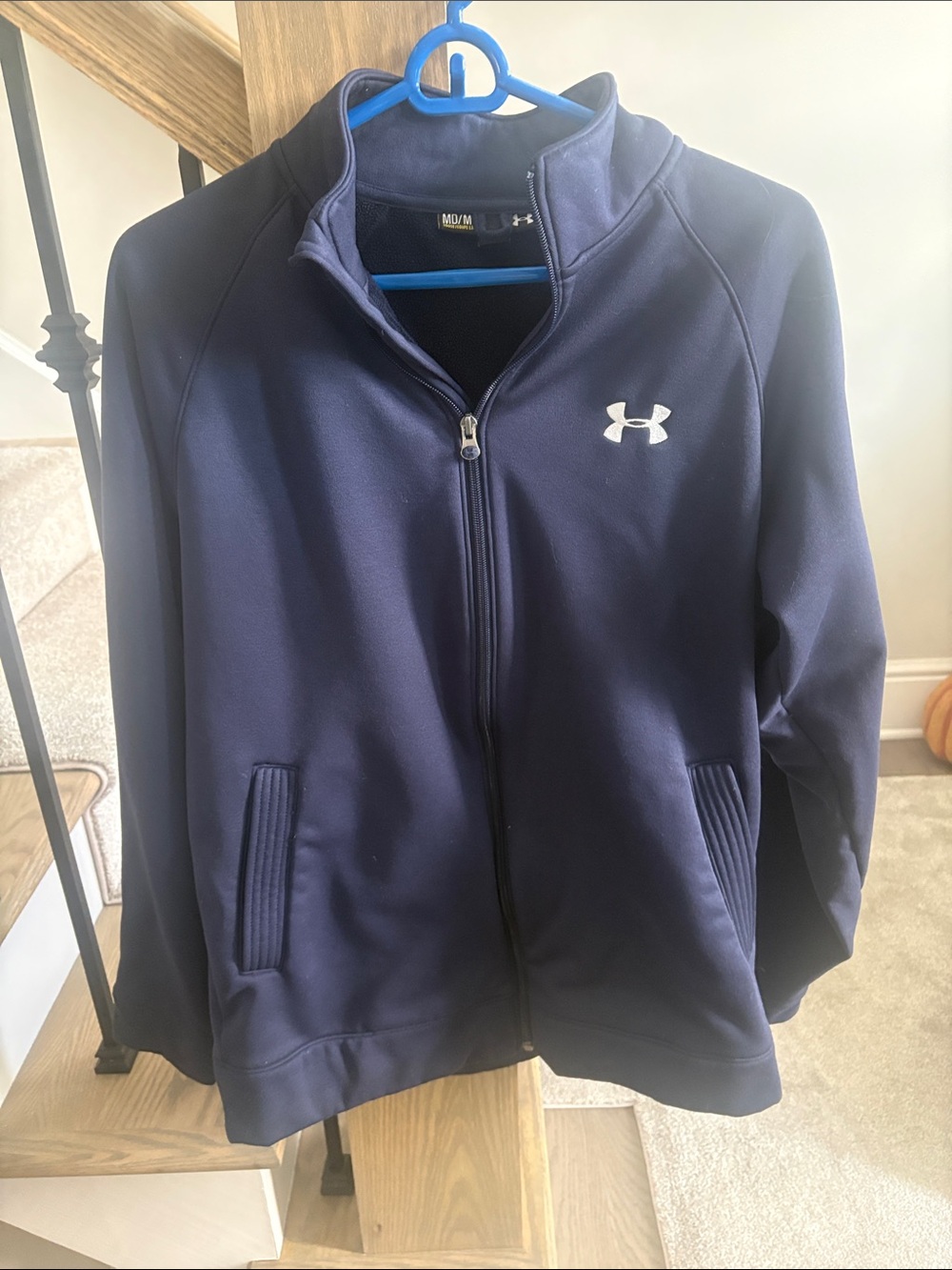 Under Armour Youth Navy Full-Zip Track Jacket with White Logo medium
